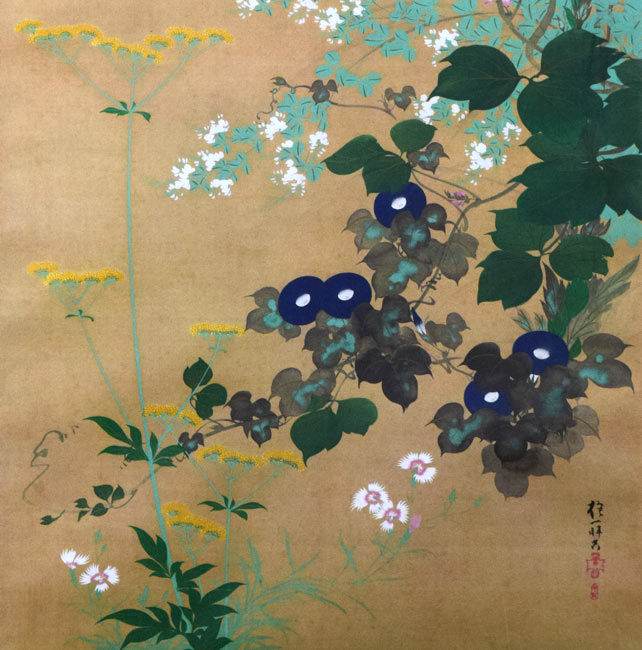 酒井抱一「七草図」複製工芸掛軸・共箱 拡大画像2