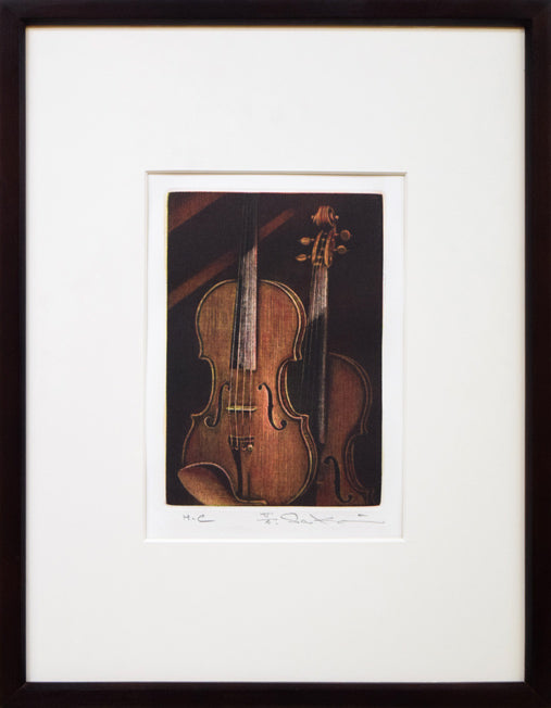 酒井芳元「ヴァイオリン」銅版画