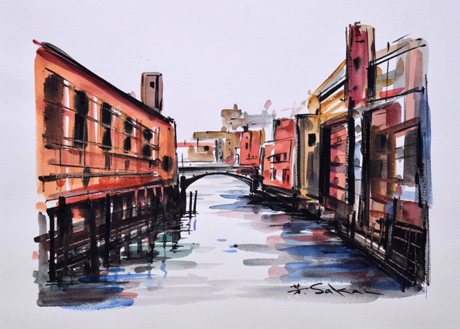 酒井芳元「ヴェネツィア」水彩画・8号 作品全体画像