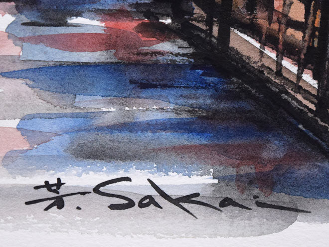 酒井芳元「ヴェネツィア」水彩画・8号 サイン拡大画像