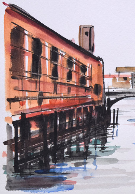 酒井芳元「ヴェネツィア」水彩画・8号 拡大画像1