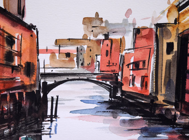 酒井芳元「ヴェネツィア」水彩画・8号 拡大画像2