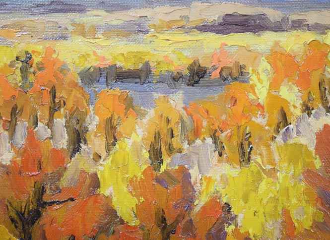 坂本直行「晩秋の原野と日高山脈遠望」油絵・F4号 拡大画像4