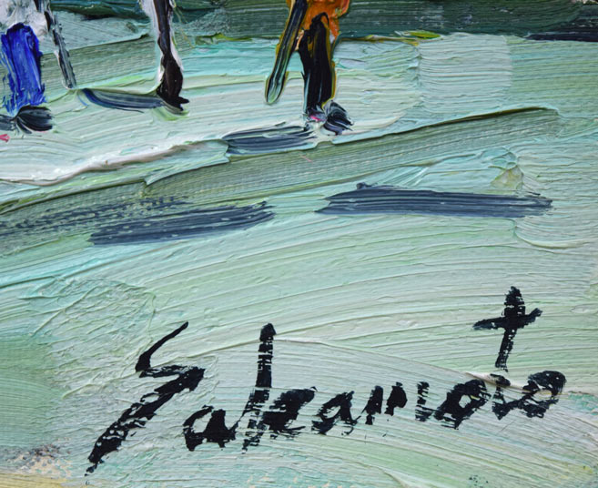 坂元輝行「晩秋樽前カントリー」油絵・F4号 サイン拡大画像