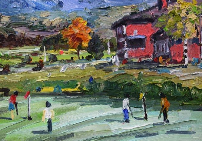 坂元輝行「晩秋樽前カントリー」油絵・F4号 拡大画像2