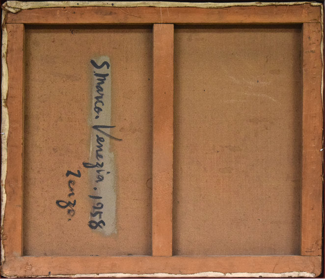 坂本善三「サン・マルコ寺院(ヴェネツィア)」油絵・F10号 キャンバス裏側画像