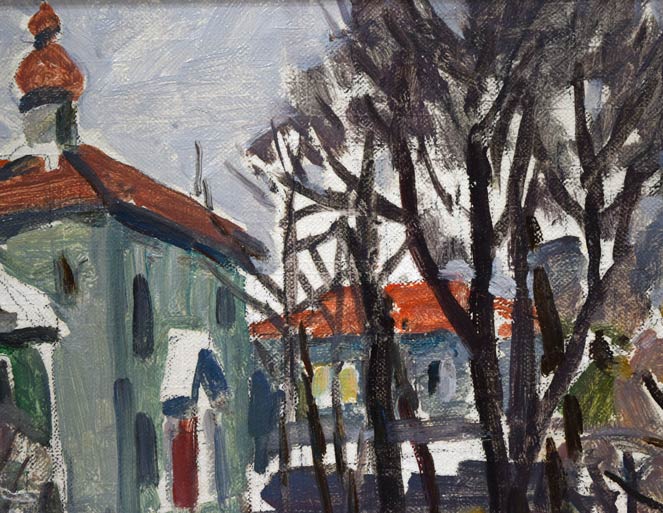 桜田精一「札幌雪景」油絵・F3号 拡大画像1