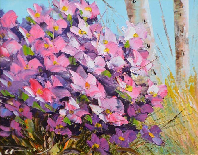 桜木 稔「風景画」油絵・F3号 全体拡大部分