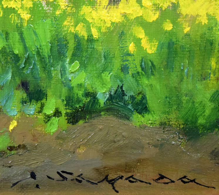 佐間田敏夫「戸隠高原の春(長野県戸隠村)」油絵・F10号 サイン部分