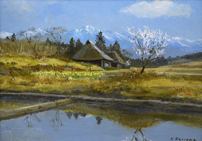 佐間田敏夫「八ヶ岳の春」油絵・F4号 作品全体拡大画像
