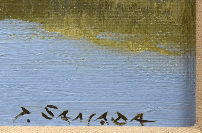 佐間田敏夫「八ヶ岳の春」油絵・F4号 サイン拡大画像