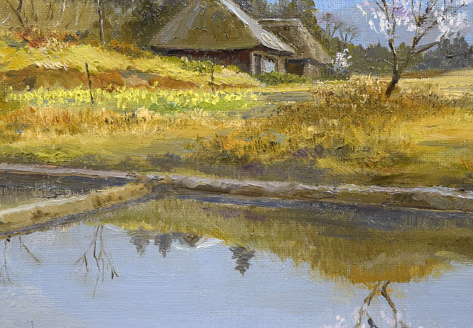 佐間田敏夫「八ヶ岳の春」油絵・F4号 拡大画像2