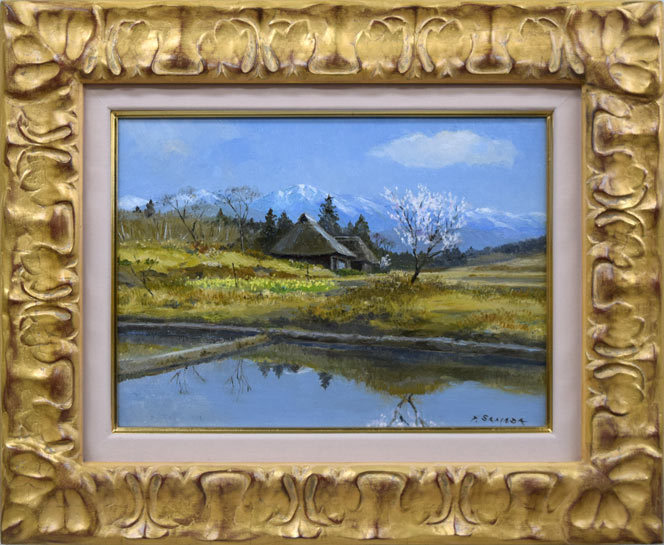 佐間田敏夫「八ヶ岳の春」油絵・F4号