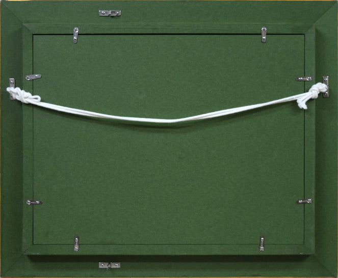 佐間田敏夫「八ヶ岳の春」油絵・F4号 額縁裏側画像