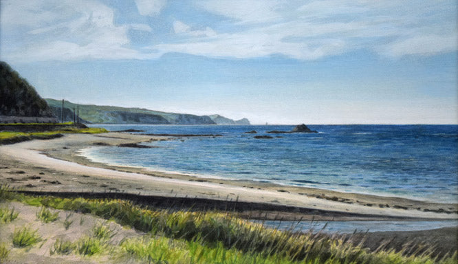 佐々木敏光「岬はるかに(神威岬遠望)」水彩画(縦30.5×横52.6cm) 作品全体拡大画像