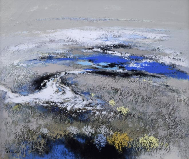 佐々木栄松「釧路湿原」油絵・F8号 作品全体拡大画像