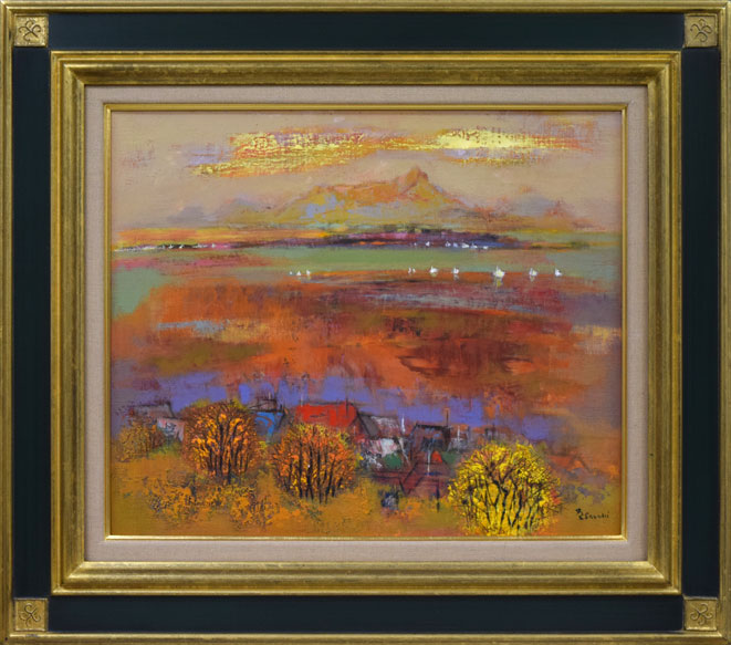 佐々木栄松「尾岱沼(野付半島)」油絵・F8号