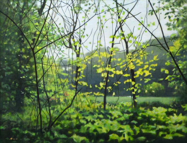 佐々木敏光「植物園の片隅で(札幌)」アクリルガッシュ6号・2003年7月作 拡大部分