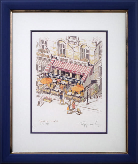 笹倉鉄平「ベルネのカフェ」リトグラフ