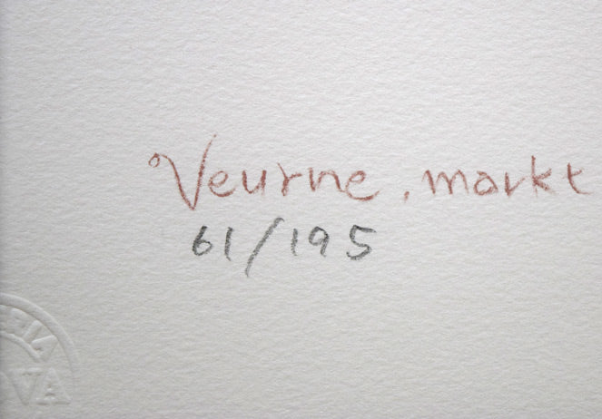 笹倉鉄平「ベルネのカフェ」リトグラフ タイトル・限定番号(ed,61/195)拡大画像