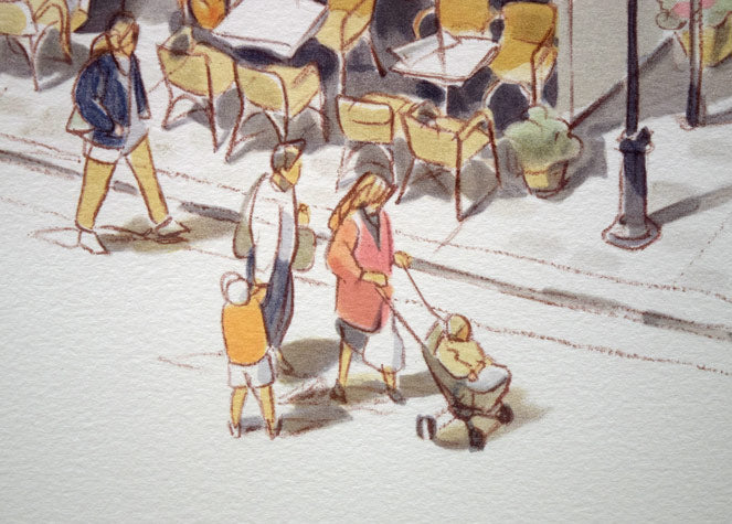 笹倉鉄平「ベルネのカフェ」リトグラフ 拡大画像3