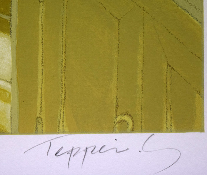 笹倉鉄平「ラ・メゾン・ド・ノルマンディー」シルクスクリーン版画 本人直筆鉛筆サイン部分