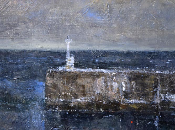 笹山峻弘(俊弘)「日本海冬景」油絵・変形40号 拡大画像1