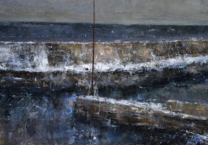 笹山峻弘(俊弘)「日本海冬景」油絵・変形40号 拡大画像2