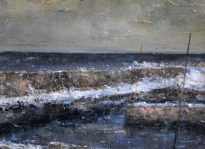 笹山峻弘(俊弘)「日本海冬景」油絵・変形40号 拡大画像3