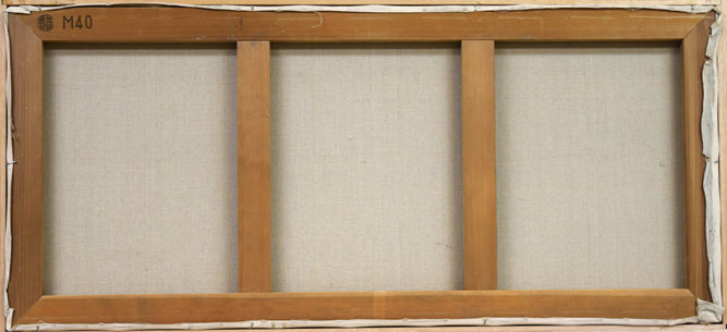 笹山峻弘(俊弘)「日本海冬景」油絵・変形40号 キャンバス裏側画像