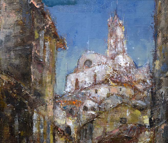 笹山峻弘(俊弘)「シエナ風景(イタリー)」油絵・M8号 拡大画像1