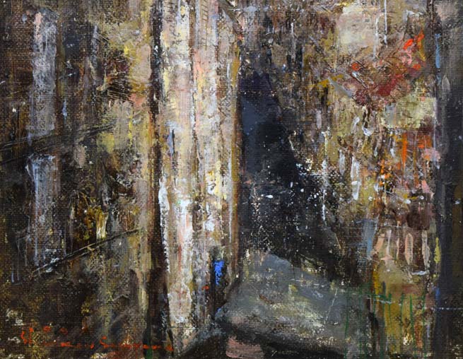 笹山峻弘(俊弘)「シエナ風景(イタリー)」油絵・M8号 拡大画像3