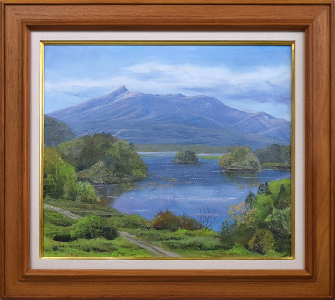 佐田光「大沼と駒ヶ岳(函館)」油絵・F10号