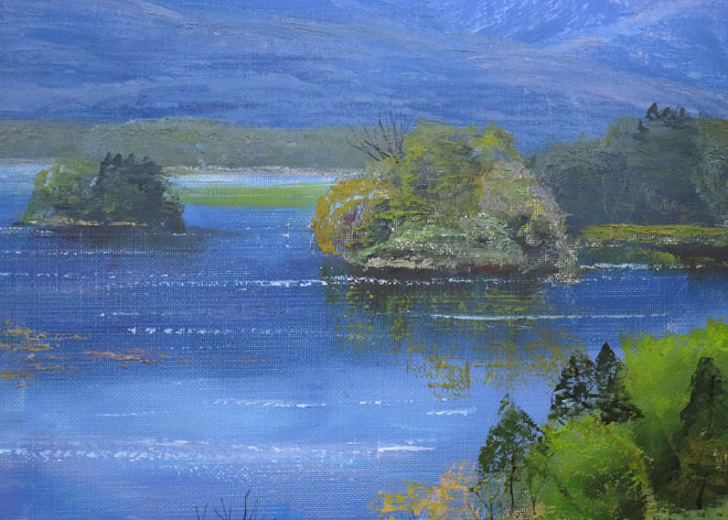 佐田光「大沼と駒ヶ岳(函館)」油絵・F10号 拡大画像3