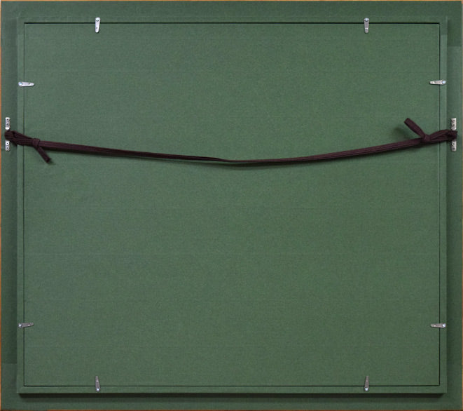 佐田光「大沼と駒ヶ岳(函館)」油絵・F10号 額縁裏側画像