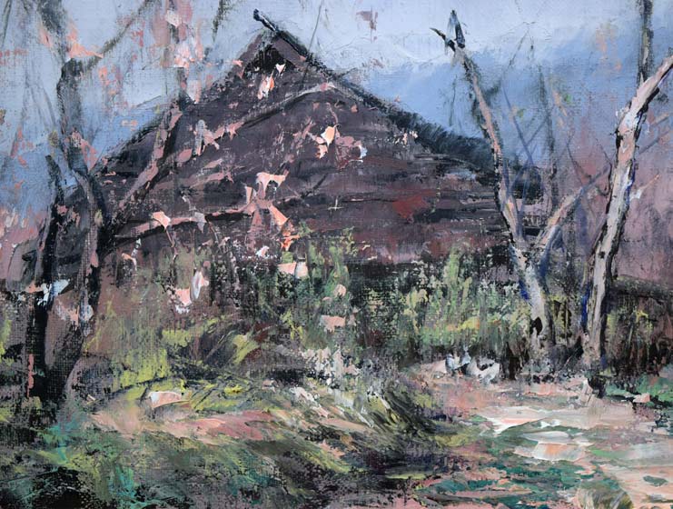 佐藤あつ子「杏花」油絵・F4号 拡大画像1