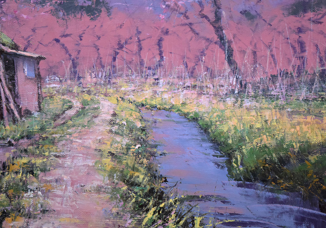 佐藤あつ子「杏子の里」油絵・P15号 拡大画像3