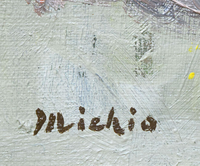 佐藤道雄「麦藁帽子」油絵・F10号 サイン拡大画像