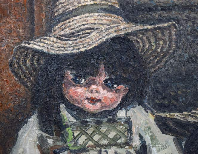 佐藤道雄「麦藁帽子」油絵・F10号 拡大画像1