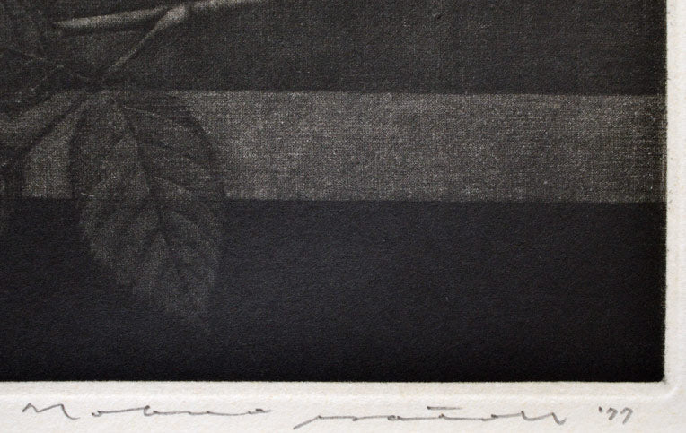 佐藤暢男「グラスの中のたまご」銅版画・1977年作 鉛筆サイン・年記部分