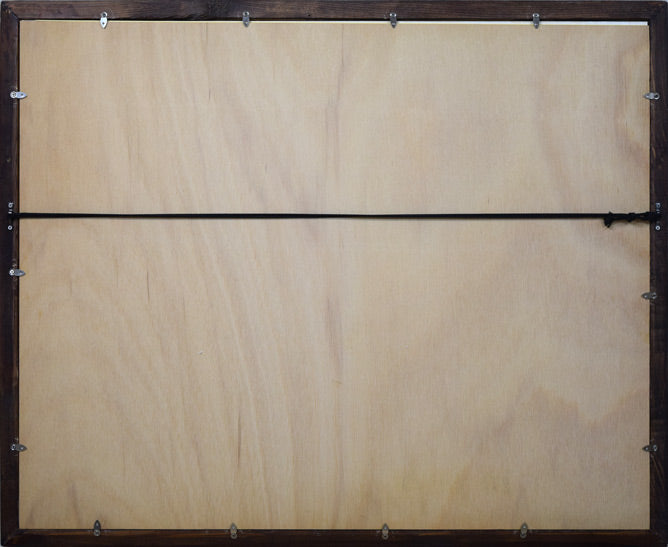 佐藤国男「銀河鉄道の夜(わたり鳥への信号)」木版画に裏彩色 額縁裏側画像