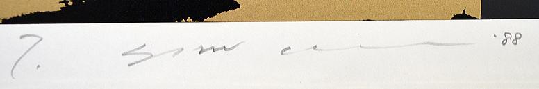沢田　哲郎「NIGHT　GLOWⅡ」シルクスクリーン版画・1988年作　鉛筆サイン（T．sawada）、年記部分