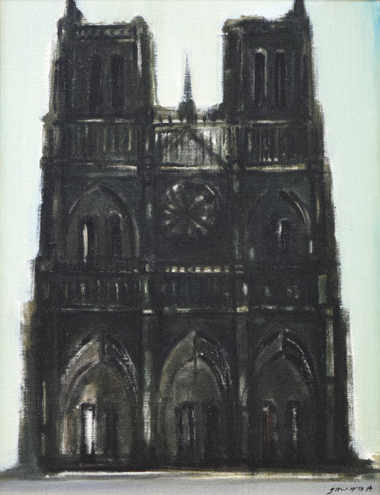 沢田哲郎「ノートルダム寺院（パリ）」油絵・F6号　作品全体拡大画像