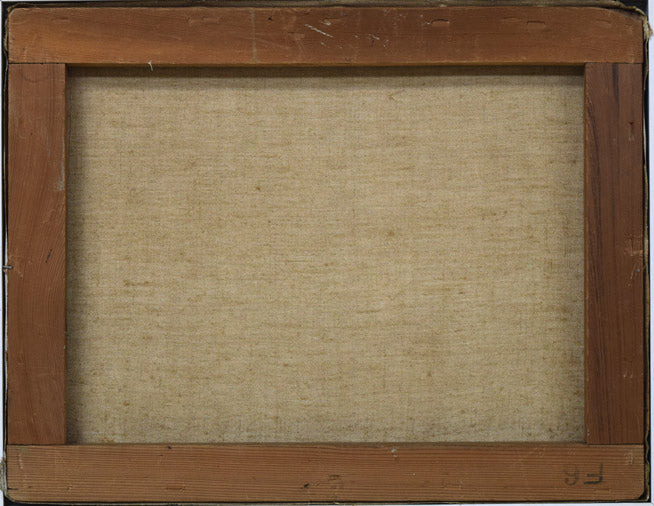 沢田哲郎「サンパウロ市立劇場(ブラジル)」油絵・F6号 キャンバス裏側画像