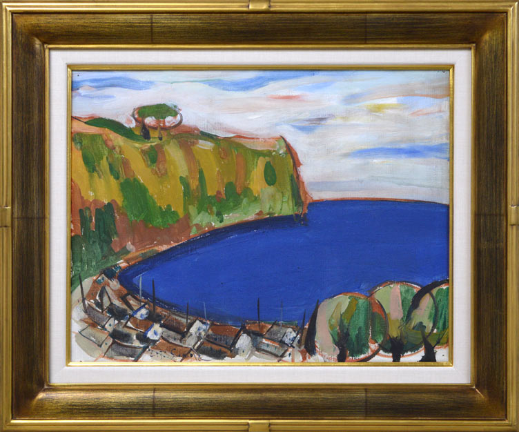 芹田英治「小樽の海」油絵・F6号