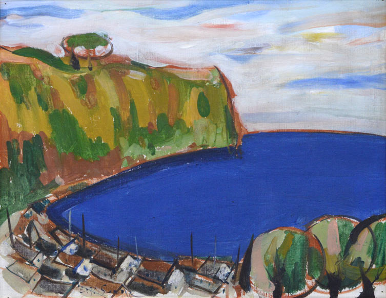 芹田英治「小樽の海」油絵・F6号 拡大部分