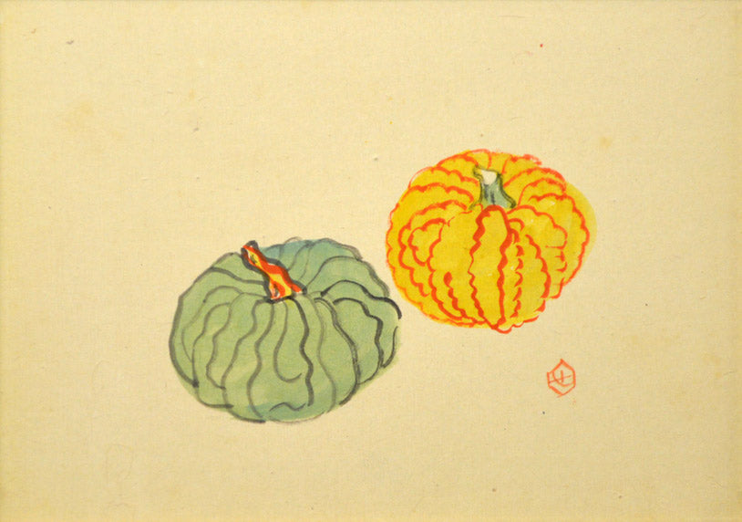 芹沢銈介「南瓜」紙に彩色・F4号 拡大部分1
