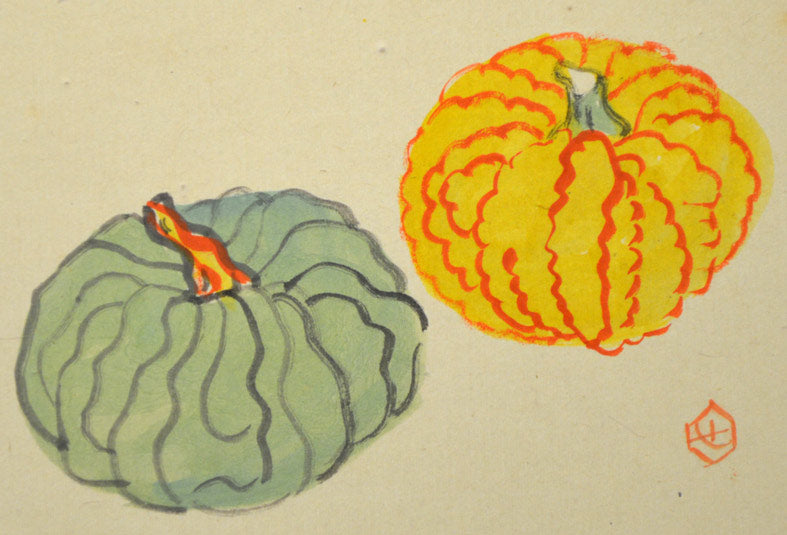 芹沢銈介「南瓜」紙に彩色・F4号 拡大部分2