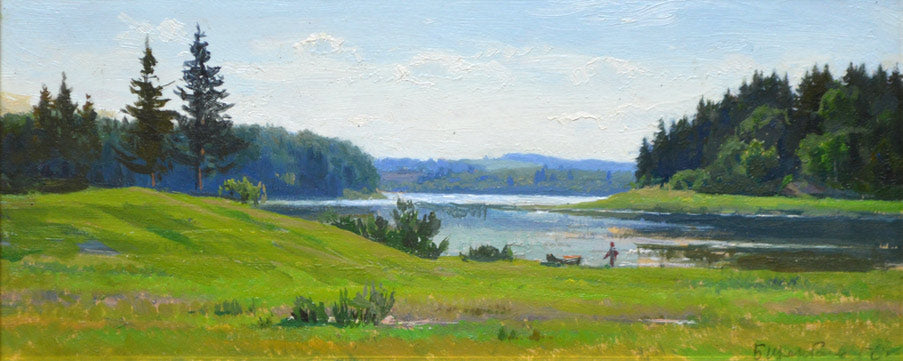 シェルバコフ・ボリス・バレンチャノヴィッチ「春の流れ」油絵・変形5号 拡大部分1