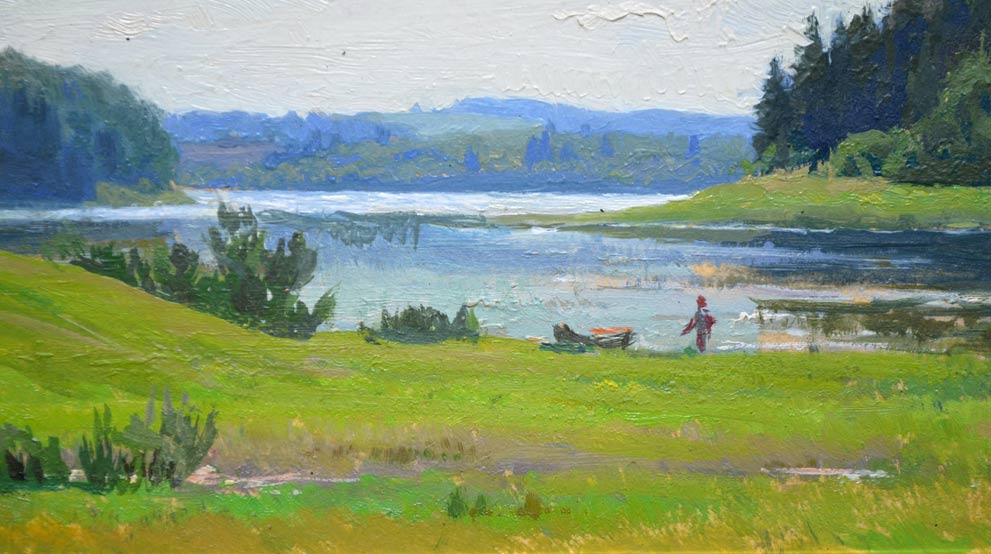 シェルバコフ・ボリス・バレンチャノヴィッチ「春の流れ」油絵・変形5号 拡大部分2